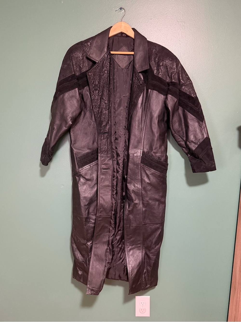 1980s Jacqueline Ferrar Black Long Leather Coat